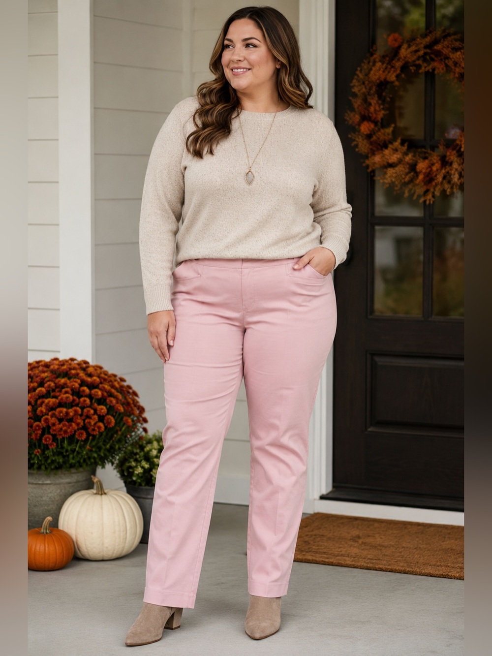 CHAPS 18W Blush Pink Straight Leg Ankle Pants NWT